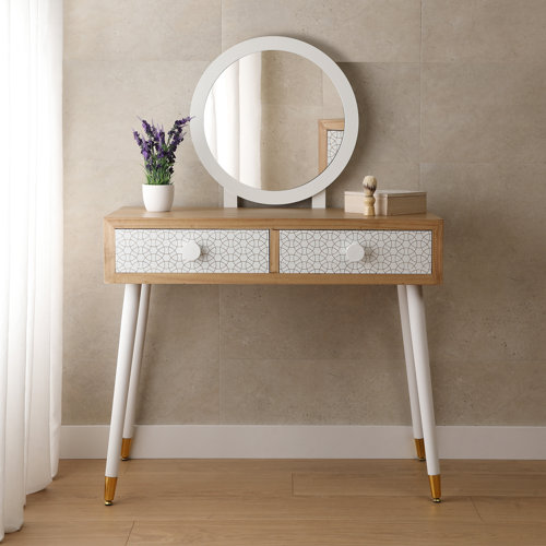 Canora Grey Abeerah Dressing Table with Mirror Wayfair.co.uk